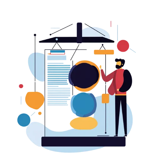 Illustration of professionals reviewing tax and labor compliance documents