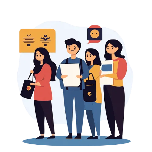 Illustration of legal experts advising a group on regional labor laws with icons for compliance.