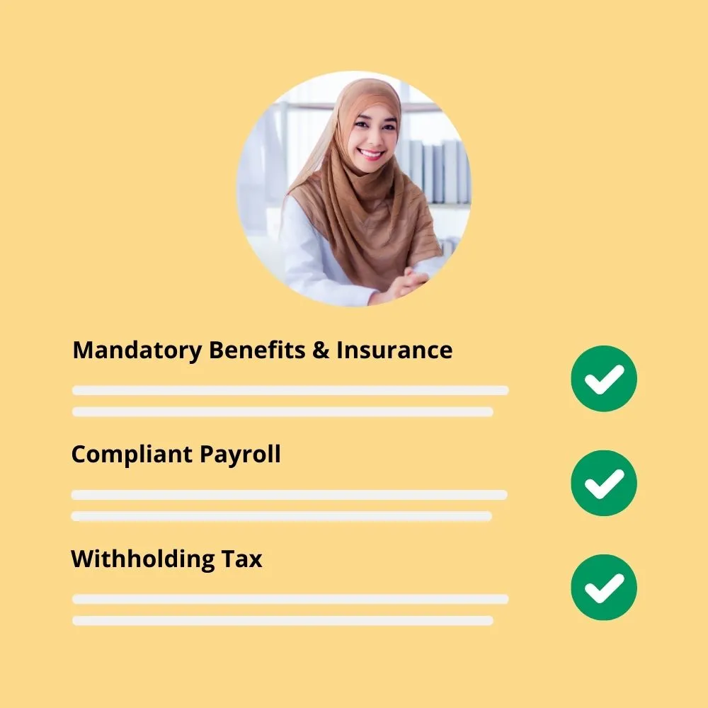 HR compliance dashboard showing mandatory benefits, payroll compliance, and withholding tax management for Southeast Asian markets